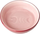 Trixie Bol gato de cerámica con diseño de peces sobre base