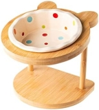 ZLXDP Mascotas Lindas Doble Cuenco Perro Gato Comida alimento de Agua Soporte de Plato de cerámica Plato Plato de cerámica Suministros for Mascotas