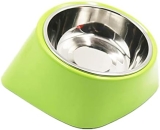 Deirdre Agnes Cuenco para Mascotas Inclinado Antideslizante Cuenco de Acero Inoxidable Alimentador de Comida para Perros y Gatos de Color sólido Alimentador de Base,14*14*7.8cm