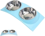 Ranana Cuencos para Perros de Acero Inoxidable – Cuencos elevados Dobles para Mascotas para Comida y Agua | Juego de Cuencos Dobles para Perros con Cuenco alimentador para Mascotas, Adecuado