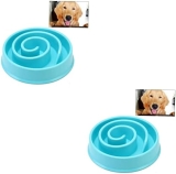 POPETPOP 2 cuencos de agua para perros, antiasfixia, cuenco de comida para mascotas, cuenco de alimentación para mascotas, cuenco de comida grueso, plato de comida azul para cachorros