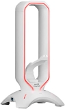Mars Gaming MHHPRO, Soporte Cascos Gaming, HUB 2x USB y Bungee Ratón, Blanco