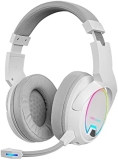 Mars Gaming MHW-100 Blanco, Auriculares Inalámbricos ARGB Flow, Micrófono ENC Extraíble,Cancelación de Ruido Activa ENC + Pasiva, Compatibilidad Universal