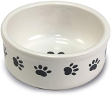 Arquivet Comedero, Bebedero de cerámica para Perro o Gato Estilo Huellas – Recipiente Comida para Mascotas – Plato alimentador de cerámico para Perros y Gatos – Cuenco para Perros y Gatos – 15 cm