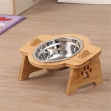 ZLXDP Cuencos Gatos Alimentadores for Perros Cuenco Cerámica Cerámica Soodlerss Acero Mascotas Vajilla Vajilla Agua Cuenco Bambú Marco Suministros for Mascotas