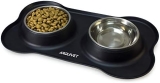ARQUIVET Comedero y Bebedero Doble para Perros y Gatos – Cuenco de Acero Inoxidable – Base de Silicona Antideslizante y antivuelcos – Accesorios Comida Mascotas – 2 x 400 ml