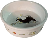Arquivet Comedero, Bebedero de cerámica para perro o gato con dibujo de gatito – Recipiente comida para mascotas – Plato alimentador de cerámico para perros y gatos – Cuenco para perros y gatos – 12 cm