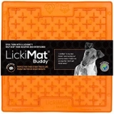 Lickimat Classic Buddy, alimentador lento para perros, tapete para lamer, yogur o mantequilla de maní. Alternativa divertida a un cuenco de alimentación lenta, naranja