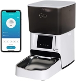 DOEL Comedero automático para gatos con temporizador y cuantitativo con cuenco de acero inoxidable, control remoto por aplicación con doble potencia, alimentador para gatos y mascotas, 4 litros