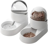 Juego de dispensador automático de alimentador para mascotas – 2 litros de agua y alimentos para mascotas al aire libre, comida para perros y gatos con dispensador de agua, 2 piezas
