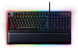 Razer Huntsman Elite Teclado mecánico para juegos con interruptores optomecánicos lineales, control giratorio funcional, reposamanos iluminado, iluminación cromática RGB, US Layout,Negro