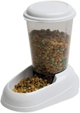 Ferplast Dispensador de comida seca o croquetas para perros y gatos 3 litros ZENITH, Depósito transparente con tapa, Base antideslizante, 20,2 x 29,2 x h 28,8 cm Blanco