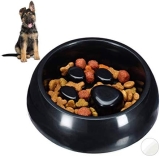 Relaxdays 10023895_46 Comedero Perro y Gato Antivoracidad, Plástico, Negro, 5.5 x 19 cm