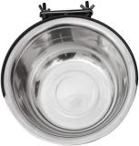 VILLCASE Cuencos de alimentación para perros, 250 ml colgantes para mascotas de acero inoxidable, pájaros, color plateado