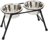 Classic Caldex Classic Pet Products Double Feeder High Stand with Stainless Steel Dishes Comedero Doble Metálico con Base Elevada, Metal, 3 Unidad (Paquete de 1)