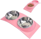 YJYQ Cuencos para Perros de Acero Inoxidable,Cuenco Elevado para Mascotas – Juego de Cuencos Dobles para Perros con Cuenco alimentador para Mascotas, Adecuado para Gatos, Cachorros y Gatitos