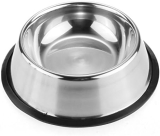 Plato Comedero Bebedero Mascota, Antivuelcos, Acero Inoxidable, Base Antideslizante, Perro, Gato, Plato, Tazón, Fuente, Cuenco, Recipiente para Perros Y Gatos (19.5/26CM)