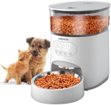 Edipets, Comedero Gato Perro Automático, Dispensador Comida Gatos, Control del Tiempo, hasta 6 Comidas al Día, 3.5L, Adecuado para Mascotas Pequeñas y Medianas (Blanco)…