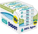 Dodot Toallitas Pure Aqua para Bebé, 99% Agua, 100% Fibras de Origen Vegetal, 864 Toallitas, 18 Paquetes (18 X 48)