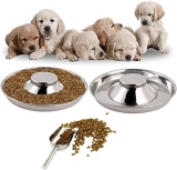 kathson Cuencos de acero inoxidable para cachorros, paquete de 2 unidades, para alimentación de alimentos, destete, comida plateada para mascotas