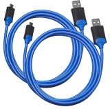 Amazon Basics – Cable de micro-USB a USB tipo A carga para mando de PlayStation 4 – 1,82 m, Paquete de 2, Azul