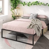 ZINUS Lorelai 36 cm Bastidor de cama de plataforma de metal, Somier de listones de acero, Espacio para guardar cosas bajo la cama, Fácil montaje, 135 x 190 cm, Negro