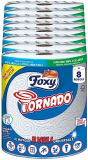Foxy Tornado | Secador | 8 rollos | 250 tiras por rollo | Rollo 3 capas universal | Papel 100% certificado FSC® | Paquete 100% reciclable