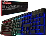 Orzly Teclado RGB USB con cable arcoíris diseñado para jugadores de PC, PS4, PS5, laptop, Xbox, Nintendo Switch, RX-250 Hornet Edition (negro)
