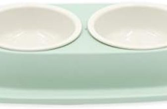 Aimé Comedero Y Bebedero Doble para Perros Y Gatos con Dos Cuencos Extraíbles y Base Antideslizante y Antiderrames 2X 230 ml