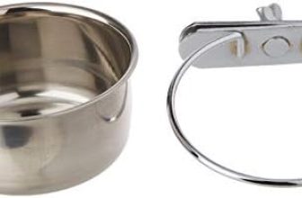 Arquivet Comedero de Acero Inoxidable Loro con palomita 150 ml para pájaros – Accesorios para Aves – Alimentador para pájaros – Contenedor de Comida para Aves