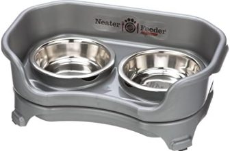 Neater Feeder Express (Gatos, Gunmetal) – de Acero Inoxidable, a Prueba de Goteo, Cuencos para Gatos sin Punta, con Anti Resbalante y con Comedero de Mascotas a Prueba de Desorden
