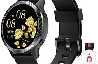 IOWODO Smartwatch Mujer, Reloj Inteligente Mujer IP68 con Oxímetro(SpO2) Notificación de Mensajes Esfera Personalizada Pulsometro Podómetro Sueño,1.09 Pulgadas Pantalla para iOS Android(2 Correas)