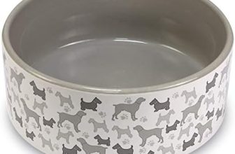 Arquivet Comedero o Bebedero de cerámica para Perros y Gatos – Antideslizante – Cuenco para Mascotas – Recipiente Comida para Animales – Plato alimentador para Perros y Gatos – 15 cm