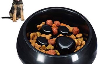 Relaxdays 10023895_46 Comedero Perro y Gato Antivoracidad, Plástico, Negro, 5.5 x 19 cm