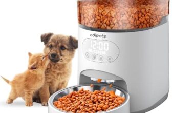 Edipets, Comedero Gato Perro Automático, Dispensador Comida Gatos, Control del Tiempo, hasta 6 Comidas al Día, 3.5L, Adecuado para Mascotas Pequeñas y Medianas (Blanco)…