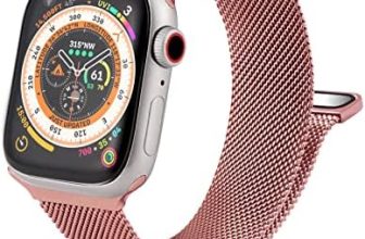 Volcana – Correa de metal para Apple Watch con cierre magnético – Bucles milaneses ajustables para Apple Watch Series 8 7 6 5 4 3 2 1 SE Ultra – Compatible con correas iWatch de 45 mm, 44 mm, 42 mm,