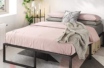 ZINUS Lorelai 36 cm Bastidor de cama de plataforma de metal, Somier de listones de acero, Espacio para guardar cosas bajo la cama, Fácil montaje, 135 x 190 cm, Negro