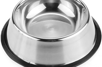 Plato Comedero Bebedero Mascota, Antivuelcos, Acero Inoxidable, Base Antideslizante, Perro, Gato, Plato, Tazón, Fuente, Cuenco, Recipiente para Perros Y Gatos (19.5/22CM)