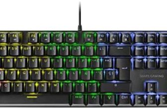 MARSGAMING MK422 Negro, Teclado Mecánico Gaming RGB, Antighosting, Switch Mecánico Marrón, Idioma Español