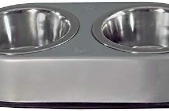 Arquivet Comedero o Bebedero Doble de Acero Inoxidable Antideslizante para Perros y Gatos – 750 ml, 15 cm – Cuenco para Mascotas – Plato para Perros y Gatos – Accesorios, Metálico
