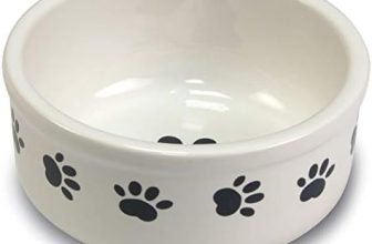 Arquivet Comedero, Bebedero de cerámica para Perro o Gato Estilo Huellas – Recipiente Comida para Mascotas – Plato alimentador de cerámico para Perros y Gatos – Cuenco para Perros y Gatos – 15 cm