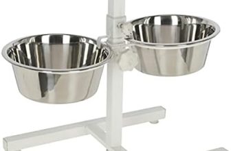 Kerbl Comedero para Perros con Altura Regulable, Cuencos de Acero Inoxidable, Color Blanco, 1800 ml