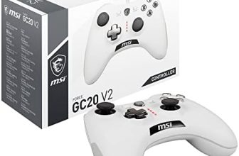 MSI FORCE GC20 V2 WHITE Controlador Gamepad con Cable para PC – Cubiertas D-Pad Intercambiables, 2 Motores de Vibración, USB 2.0 – Con Cable