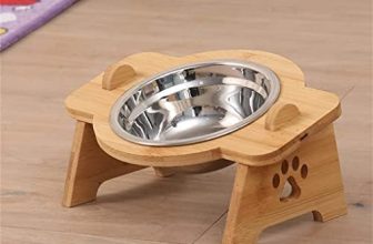 ZLXDP Cuencos Gatos Alimentadores for Perros Cuenco Cerámica Cerámica Soodlerss Acero Mascotas Vajilla Vajilla Agua Cuenco Bambú Marco Suministros for Mascotas