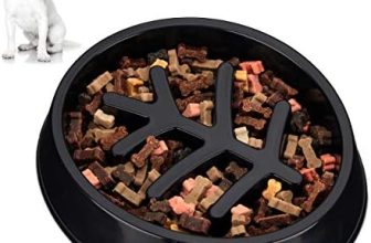 Relaxdays Comedero Antivoracidad Perro Rama, Plato Pienso Perro 500ml, Cuenco Canino Antiansiedad, Negro