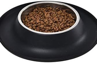 Amazon Basics Base redonda de silicona y cuenco para mascotas – grande, negro