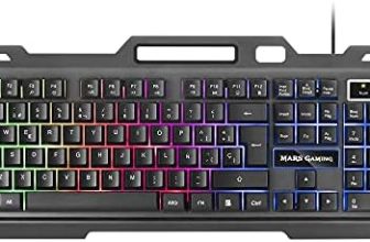 Mars Gaming MK120ES, Teclado Gaming FRGB, Aluminio, Antighosting, Soporte Smartphone, Gris y Negro, Idioma Español