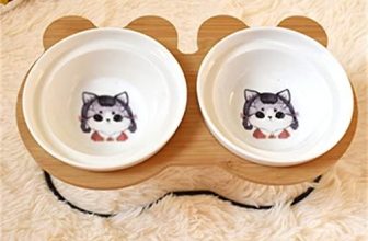 ZLXDP Tazón de Mascotas Varios Patrones de Dibujos Animados Estantería de Acero Inoxidable Cuenco de cerámica Alimentación y Cuencos for Beber for Perros y Gatos