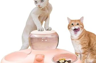 Eolaks Cuencos Dobles para Perros y Gatos | alimentación para Mascotas sin estrés | Juego Cuencos Dobles para Perros con diseño dispensador Agua 1,4 L, Desmontables, Platos