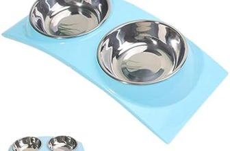 Ranana Cuencos para Perros de Acero Inoxidable – Cuencos elevados Dobles para Mascotas para Comida y Agua | Juego de Cuencos Dobles para Perros con Cuenco alimentador para Mascotas, Adecuado